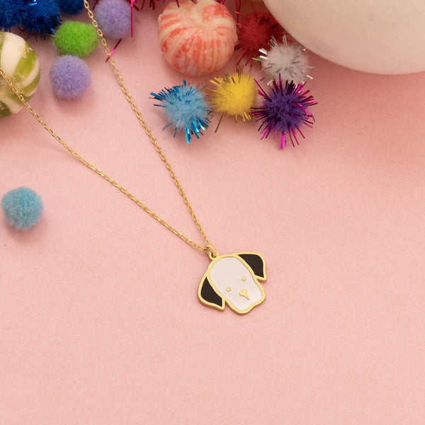 925 Sterling Silver Enamel Dog Necklace