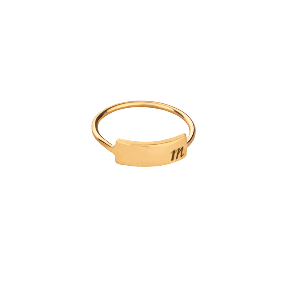 925 Sterling Silver Rectangular Shape Letter Rıng