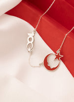 925 Sterling Silver 100. Yıl Necklace Atatürk Silüetli Crescent & Star