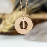 925 Sterling Silver Initial Disk Necklace