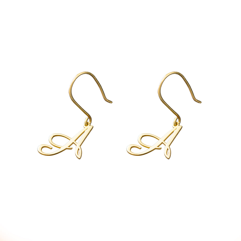 925 Sterling Silver Initial Earring