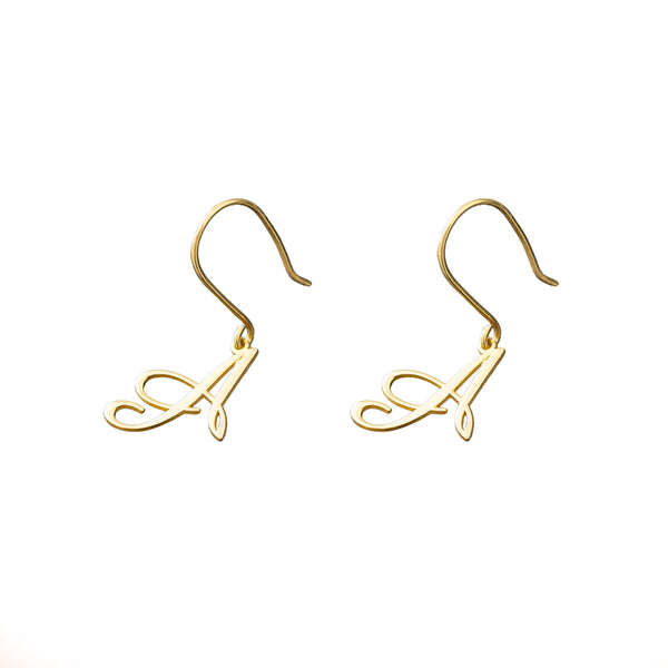 925 Sterling Silver Initial Earring