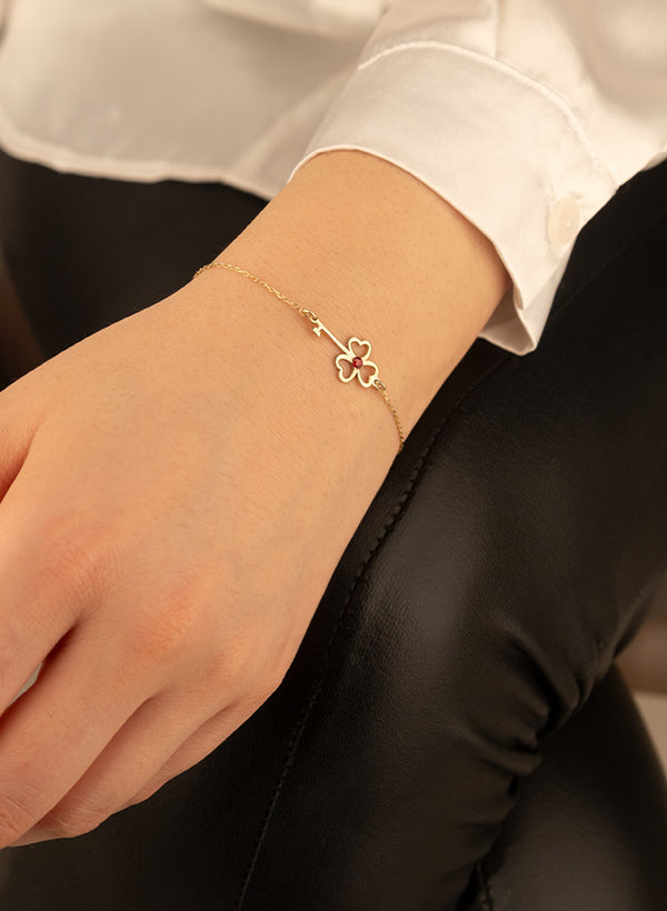 925 Sterling Silver Birth Stone Key Bracelet
