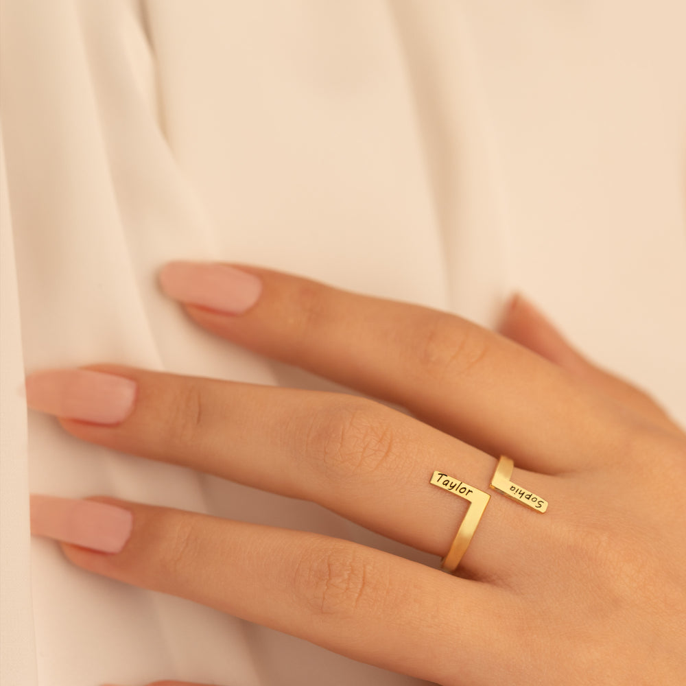925 Sterling Silver Custom Stacking Open Name Ring