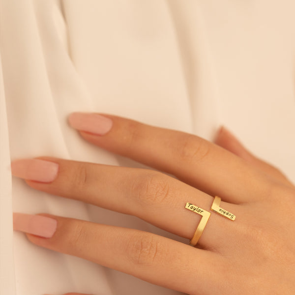 925 Sterling Silver Custom Stacking Open Name Ring