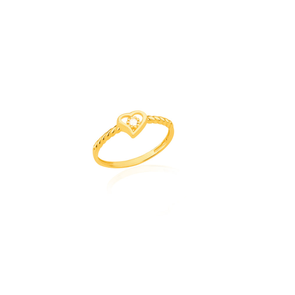 925 Sterling Silver Heart Ortasi Taş Ring Kenarlar Burgu