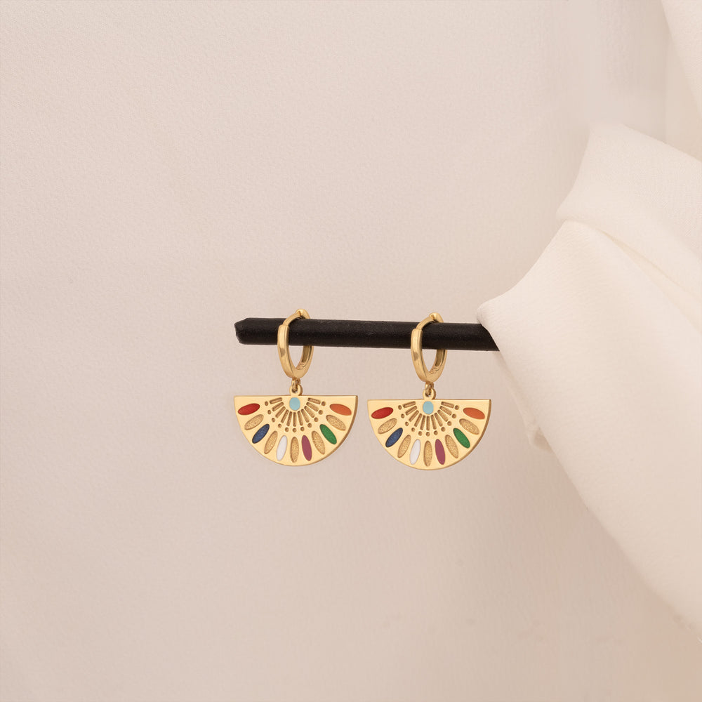 925 Sterling Silver Enamel African Earrings