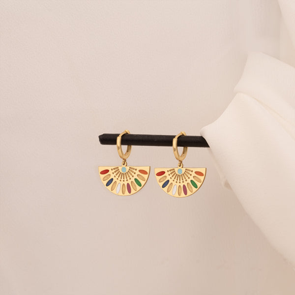 925 Sterling Silver Enamel African Earrings