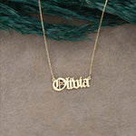 925 Sterling Silver Old English Name Necklace