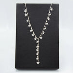 925 Sterling Silver Dangling Stars Necklace (Zi̇nci̇ri̇ Cs40088)