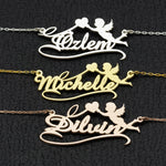 925 Sterling Silver Personalized Name Necklace With Angel