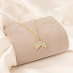 925 Sterling Silver Whale Tail Necklace Mother Of Pearl Embroidered