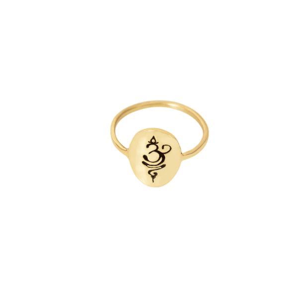 925 Sterling Silver Yoga Symbol Tiny Gold Ring