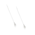 925 Sterling Silver Threader Heart With Wing Chain Earrings