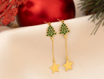 925 Sterling Silver Christmas Tree Dangle And Drope Earrings