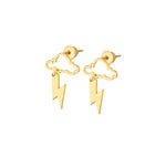 925 Sterling Silver Cloud And Lightning Dangle Earrings