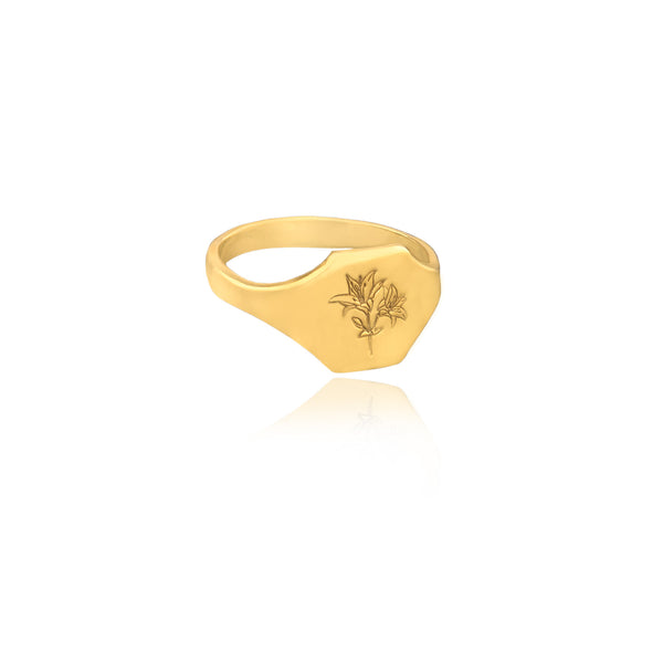 925 Sterling Silver Square Birthflower Ring