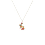 925 Sterling Silver Multi Color Enamel Rabbit Necklace