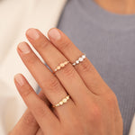 925 Sterling Silver Üç Top Ring Kenari Yanlar Solitaire