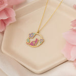 925 Sterling Silver Enamel Flower Cat Necklace