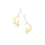 925 Sterling Silver Cat Moon Dangle & Drop Earrings