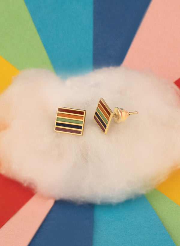 925 Sterling Silver Pride Flag Earrings