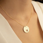 925 Sterling Silver Round Circle Daire Icerisinde I Love Mom Yazili Ici Bos Heart Necklace