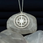 925 Sterling Silver Compass Necklace