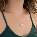 925 Sterling Silver Enamel Rectangle Bar Necklace