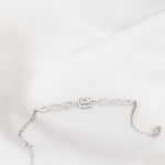 925 Sterling Silver Kenarları Infinity Ortası Square Crystal Pave Bracelet