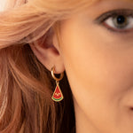 925 Sterling Silver Watermelon Hoop Earrings