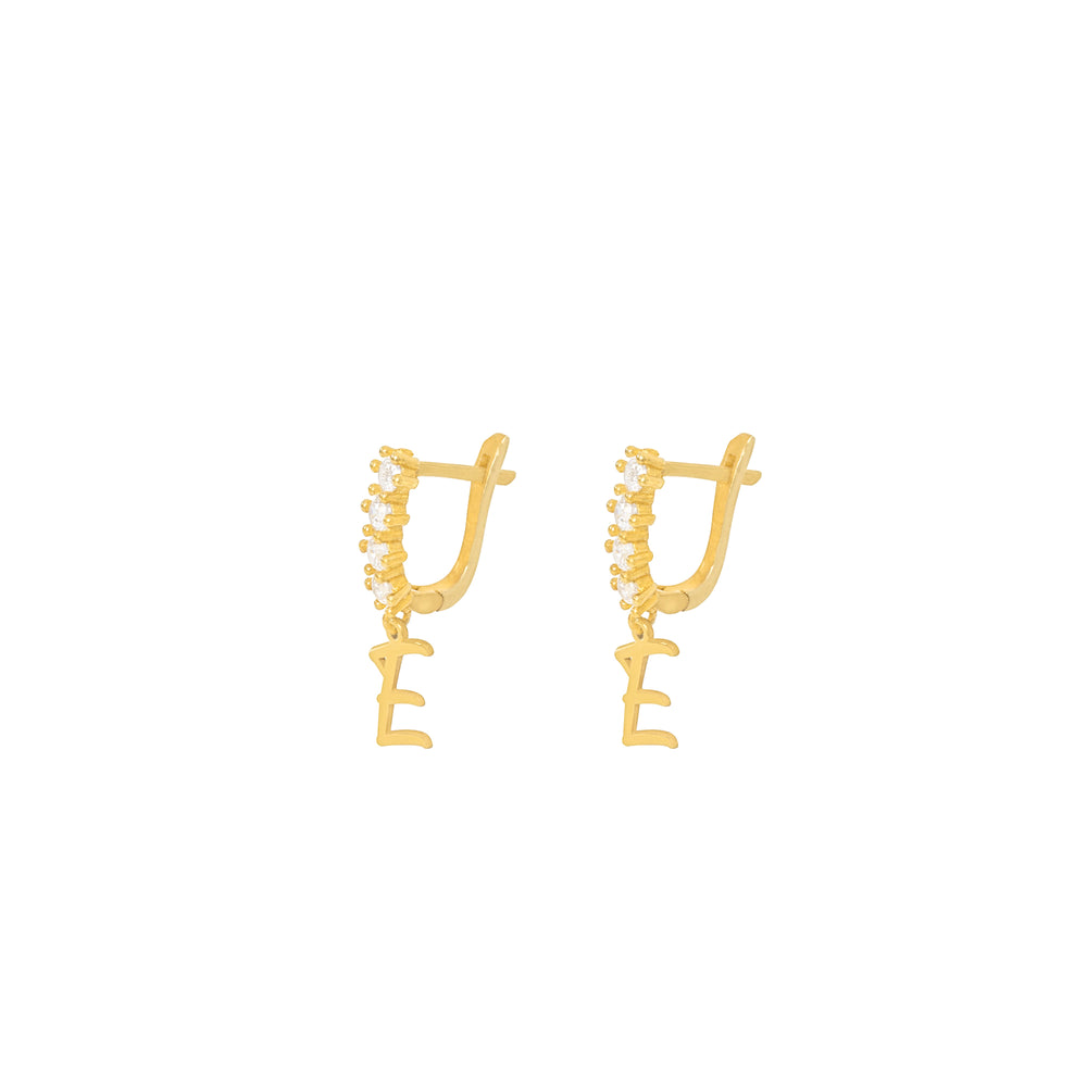 925 Sterling Silver Dangle Initial Earring 96