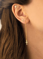 925 Sterling Silver Tiny Cross Earring