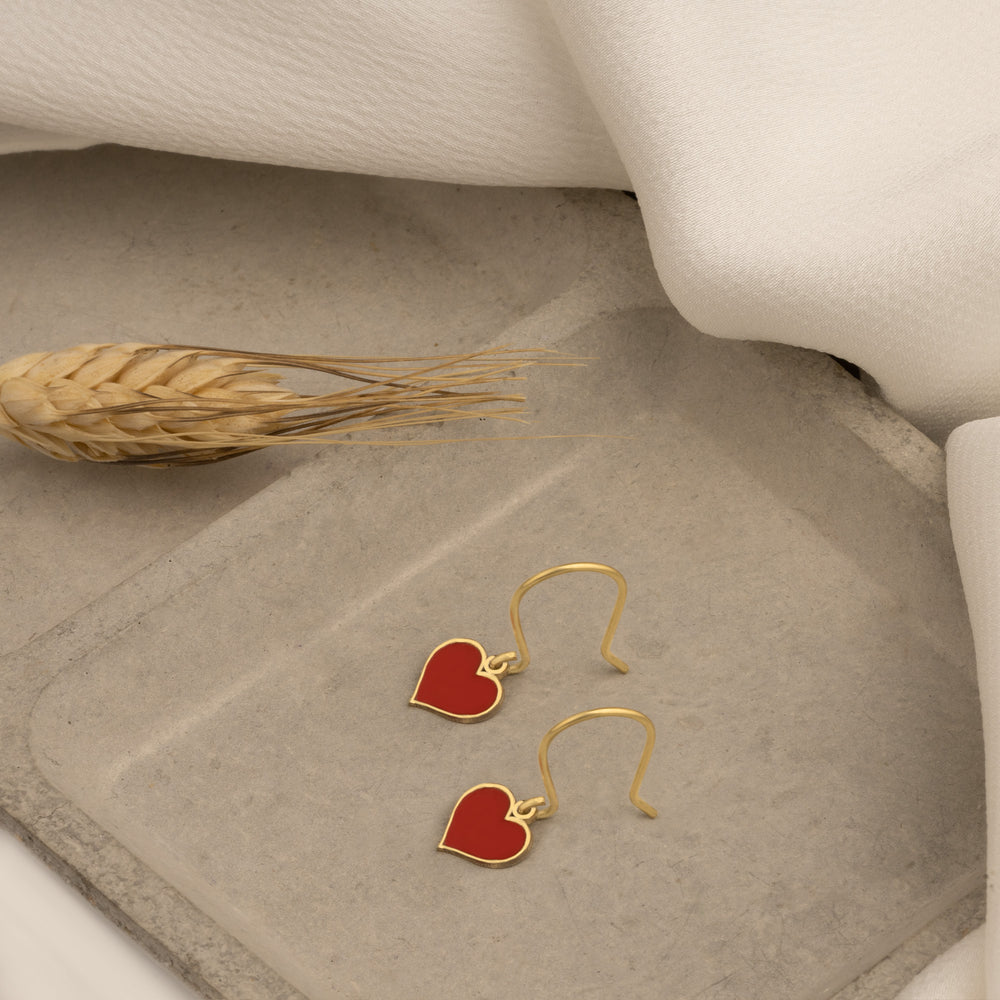 925 Sterling Silver Red Heart Earring 397