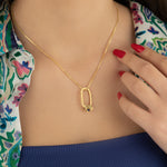 925 Sterling Silver Unique Paperclip Necklace With Birthstone