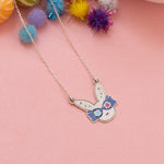 925 Sterling Silver Enamel Easter Bunny Necklace