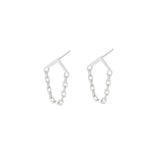 925 Sterling Silver Figaro Chain Triangle Stud Earring,