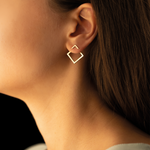 925 Sterling Silver Triangle Square Ear Jacket Necklace