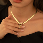 925 Sterling Silver Snake Layered Chain With Initial(Zi̇nci̇ri̇ Cs40008)