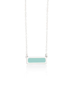 925 Sterling Silver Enamel Rectangle Bar Necklace