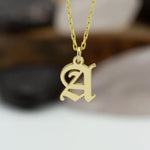925 Sterling Silver Old English Inital Necklace