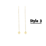 925 Sterling Silver Threader Hollow Cross With Heart Earring (Zi̇nci̇ri̇ Cs40001)