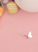 925 Sterling Silver Butterfly Enamel Necklace