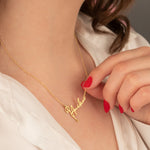 925 Sterling Silver Birth Flower Name Necklace Horizontal