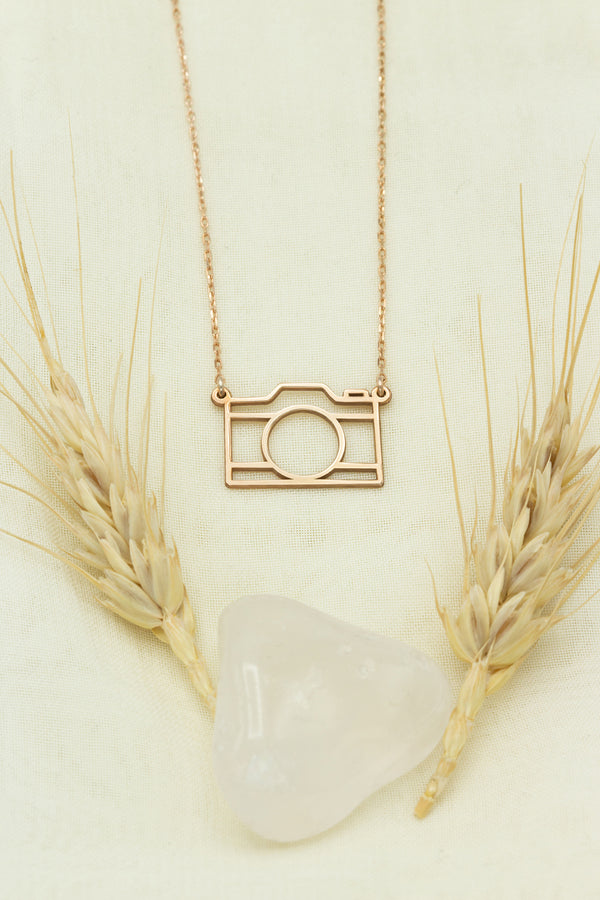 925 Sterling Silver Origami Camera Necklace