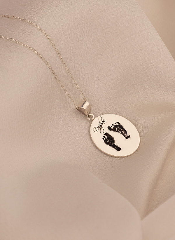 925 Sterling Silver Footprint Necklace