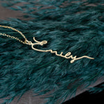 925 Sterling Silver Vertical Name Tiny Necklace