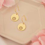 925 Sterling Silver 14K Solid Gold Flower Dangle Earrings