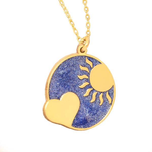 925 Sterling Silver Sun And Love Necklace