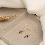 925 Sterling Silver Enamel Cross Earrings
